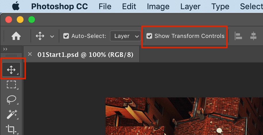 Transformatie-elementen tonen in Photoshop